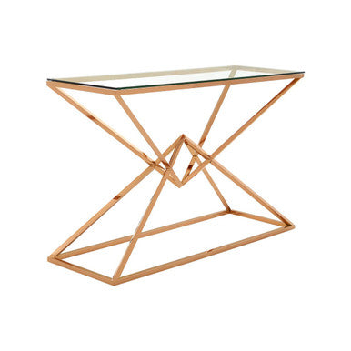 Allure Corseted Rose Gold Console Table