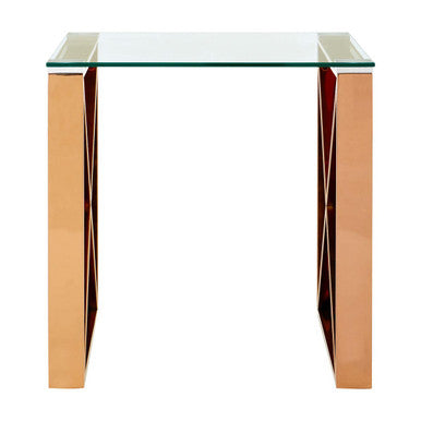 Allure Rose Gold Cross Legs End Table