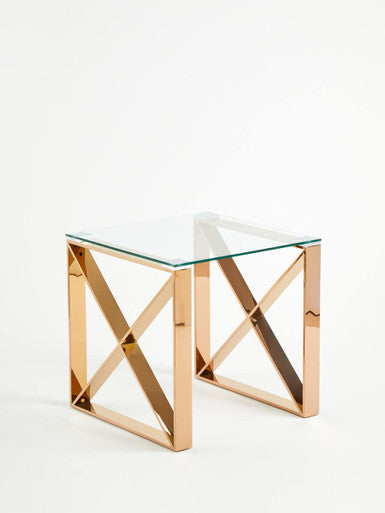 Allure Rose Gold Cross Legs End Table