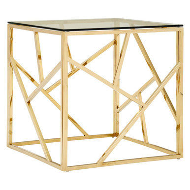 Allure Champagne Gold Geometric End Table