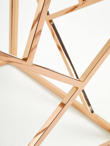 Allure Rose Gold Geometric End Table