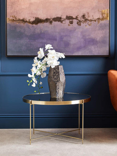 Allure  Brushed Bronze Large Side Table with Black Mirror