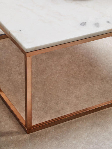 Allure Square Rose Gold And Marble Coffee Table