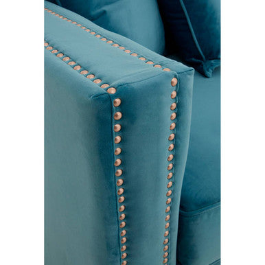 Sofia 3 Seater Cyan Blue Velvet Sofa