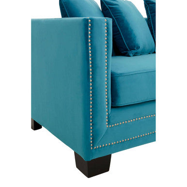Sofia 3 Seater Cyan Blue Velvet Sofa