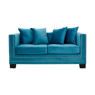 Sofia 2 Seater Cyan Blue Velvet Sofa