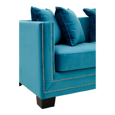 Sofia 2 Seater Cyan Blue Velvet Sofa