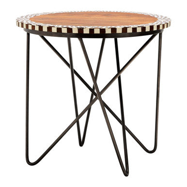 Artisan Round Acacia Wood Side Table.