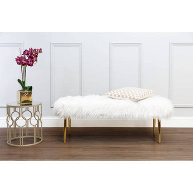 Clarence Natural Fur Effect Bench