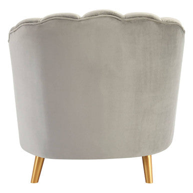 Orlina Grey Velvet Chair With Gold Wood Legs
