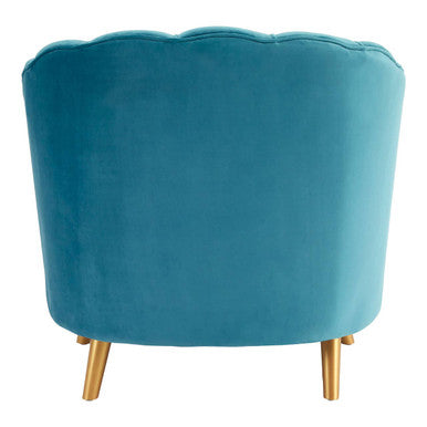 Orlina Blue Velvet Chair With Gold Wood Legs
