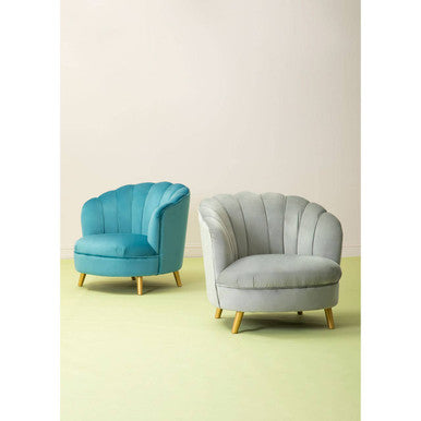 Orlina Blue Velvet Chair With Gold Wood Legs