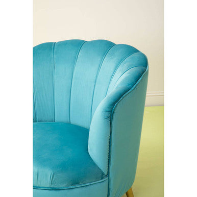 Orlina Blue Velvet Chair With Gold Wood Legs