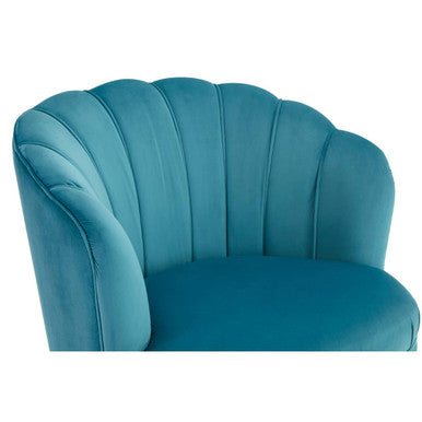 Orlina Blue Velvet Chair With Gold Wood Legs