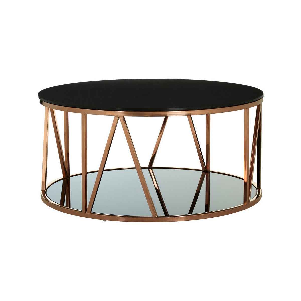 Alvaro Round Rose Gold Finish Coffee Table