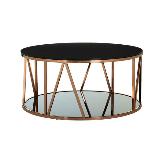 Alvaro Round Rose Gold Finish Coffee Table