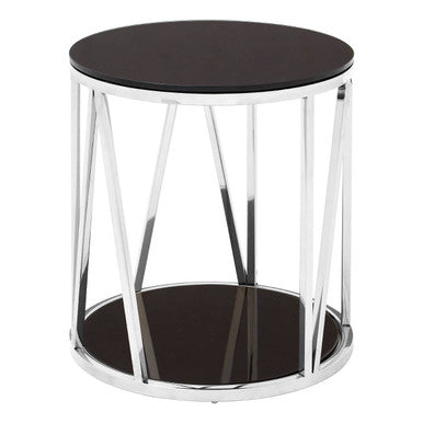 Alvaro Round Chrome Finish Side Table