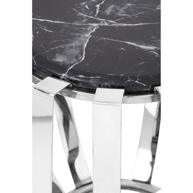 Alvaro Black Marble And Chrome Side Table