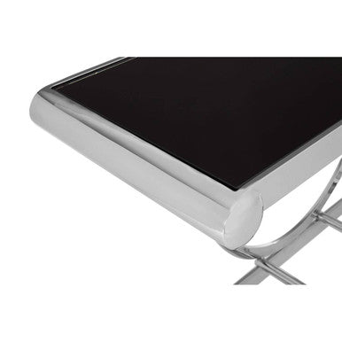 Novara Black Glass Top Console Table