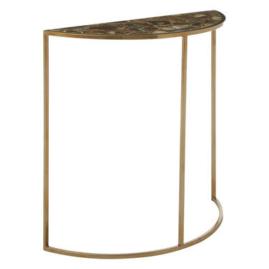 Vita Half Moon Console Table With Black Agate Top