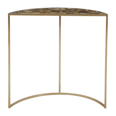Vita Half Moon Console Table With Black Agate Top
