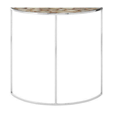 Vita Half Moon Console Table With White Agate Top