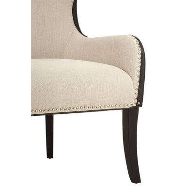 Doucet Natural Fabric Chair With Black Leather Effect Back