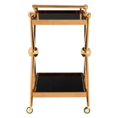 Novo 2 Tier Rose Gold And Cross Design Trolley