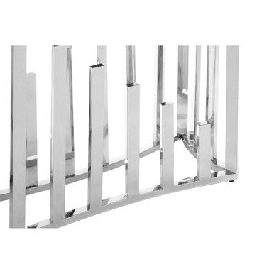 Eliza Silver Console Table With Black Glass Top