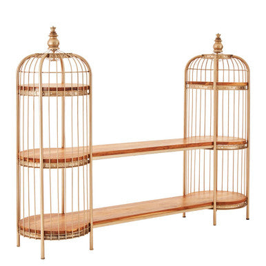 Mantis Champagne Gold Finish Birdcage Shelf Unit
