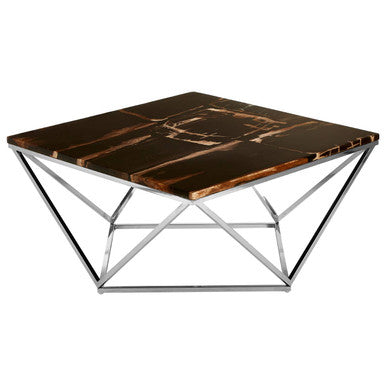 Relic Dark Petrified Wood Top Coffee Table
