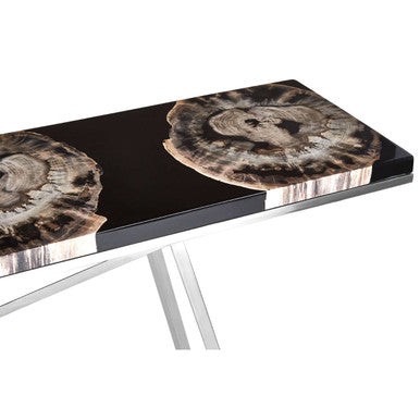 Relic Black Resin And Silver Legs Console Table
