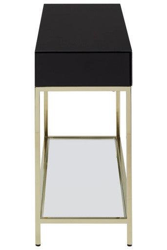 Kensington Townhouse Black Mirror Console Table With Gold Frame