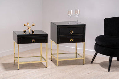 Kensington Townhouse Black 2 Drawer Side Table