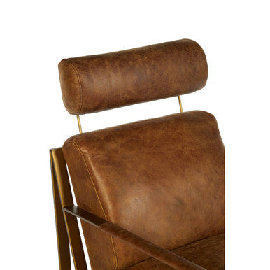 Hoxton Light Brown Leather Lounge Chair With Iron Frame