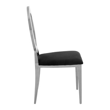 Yasmin Oval Back Black Velvet Dining Chair