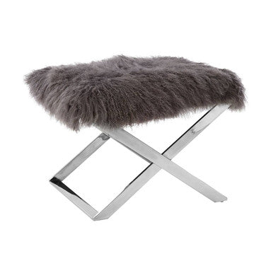 Anafi Grey Sheepskin Stool.