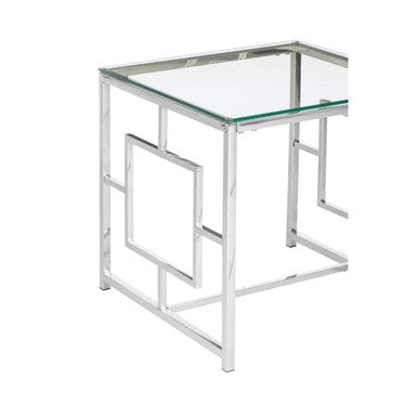 Allure Clear Glass And Silver Base End Table