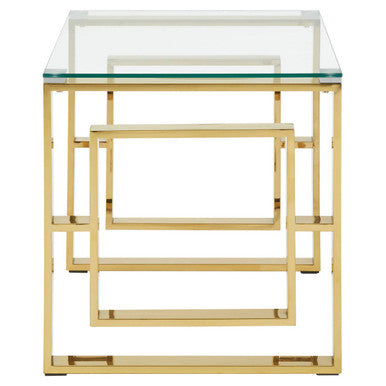 Allure Gold Finish Square Legs End Table