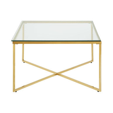 Allure Gold Finish Cross Base Coffee Table