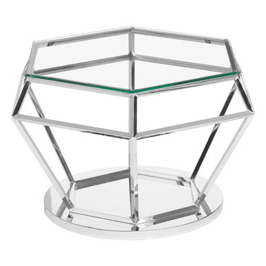 Allure Silver Finish Diamond Design End Table
