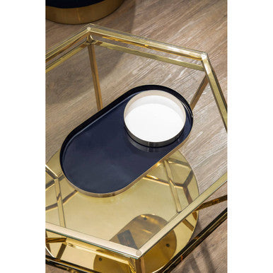 Allure Large Gold Finish Diamond End Table