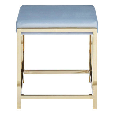Allure Powder Blue Velvet And Gold Stool