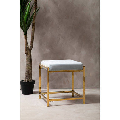 Allure Powder Blue Velvet And Gold Stool