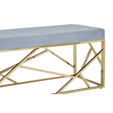 Allure Gold And Powder Blue Velvet Bench