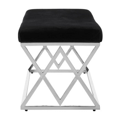 Allure Black Velvet  Bench with Silver legs