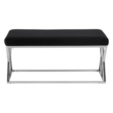 Allure Black Velvet  Bench with Silver legs