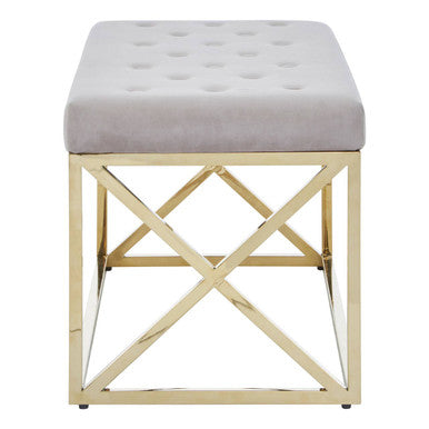 Allure Mink Velvet Gold Finish Bench
