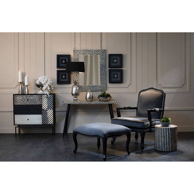 Boho Black and White Wooden Console Table