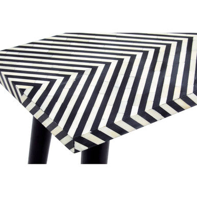 Boho Black and White Wooden Console Table
